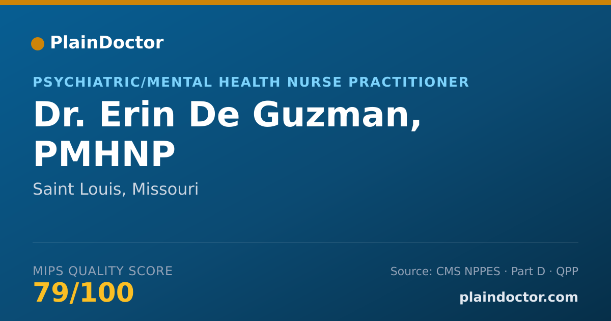 Shareable card for Erin De Guzman, PMHNP - Psychiatric/Mental Health Nurse Practitioner, Saint Louis, MO