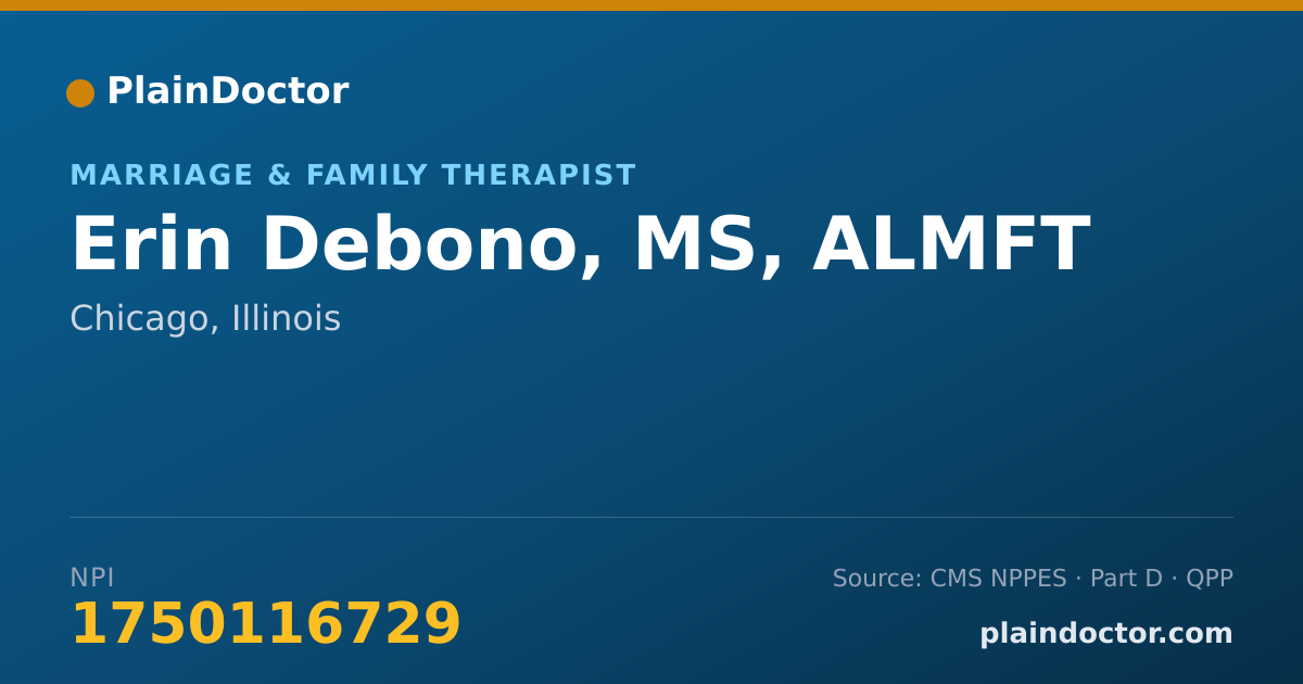 Shareable card for Erin Debono, MS, ALMFT - Marriage & Family Therapist, Chicago, IL