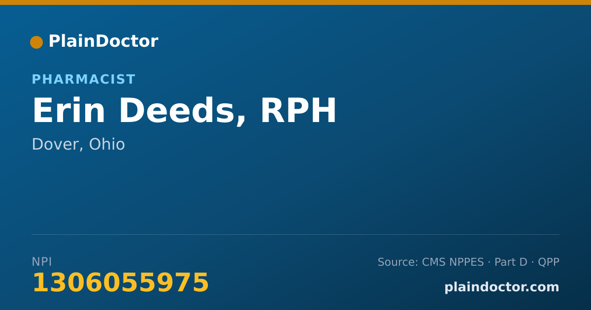 Shareable card for Erin Deeds, RPH - Pharmacist, Dover, OH