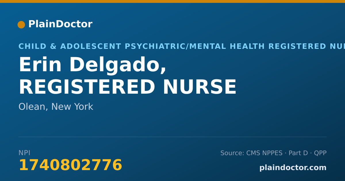 Shareable card for Erin Delgado, REGISTERED NURSE - Child & Adolescent Psychiatric/Mental Health Registered Nurse, Olean, NY