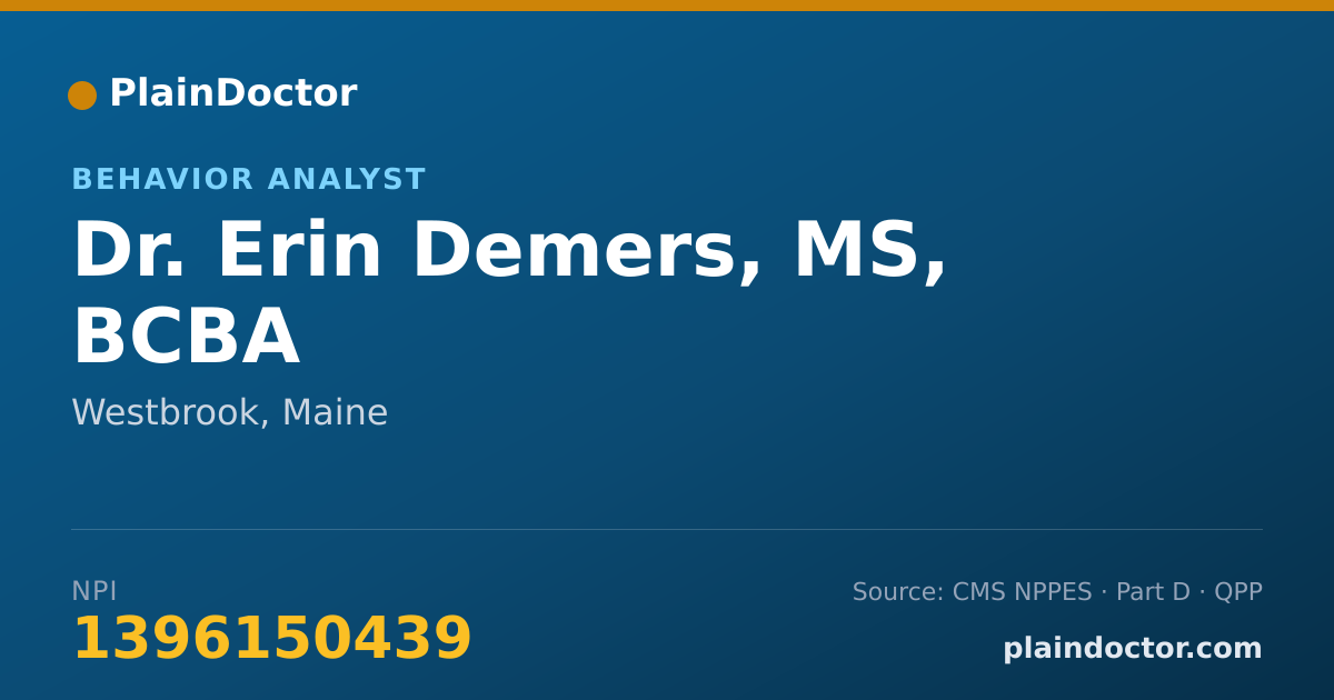 Shareable card for Erin Demers, MS, BCBA - Behavior Analyst, Westbrook, ME