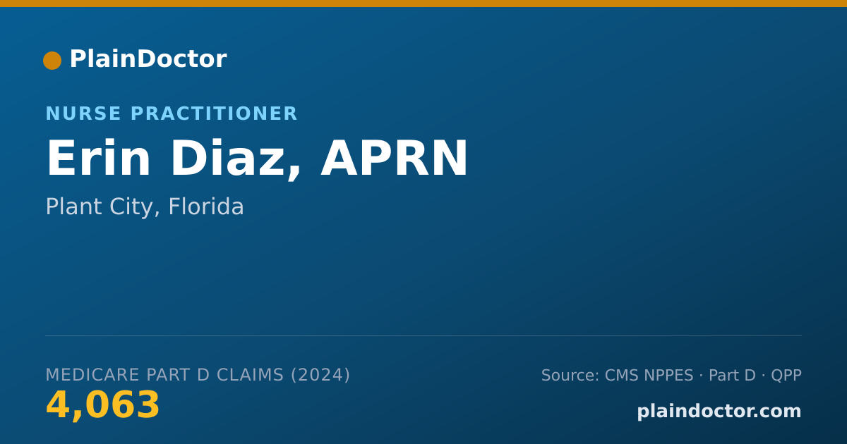 Shareable card for Erin Diaz, APRN - Nurse Practitioner, Plant City, FL