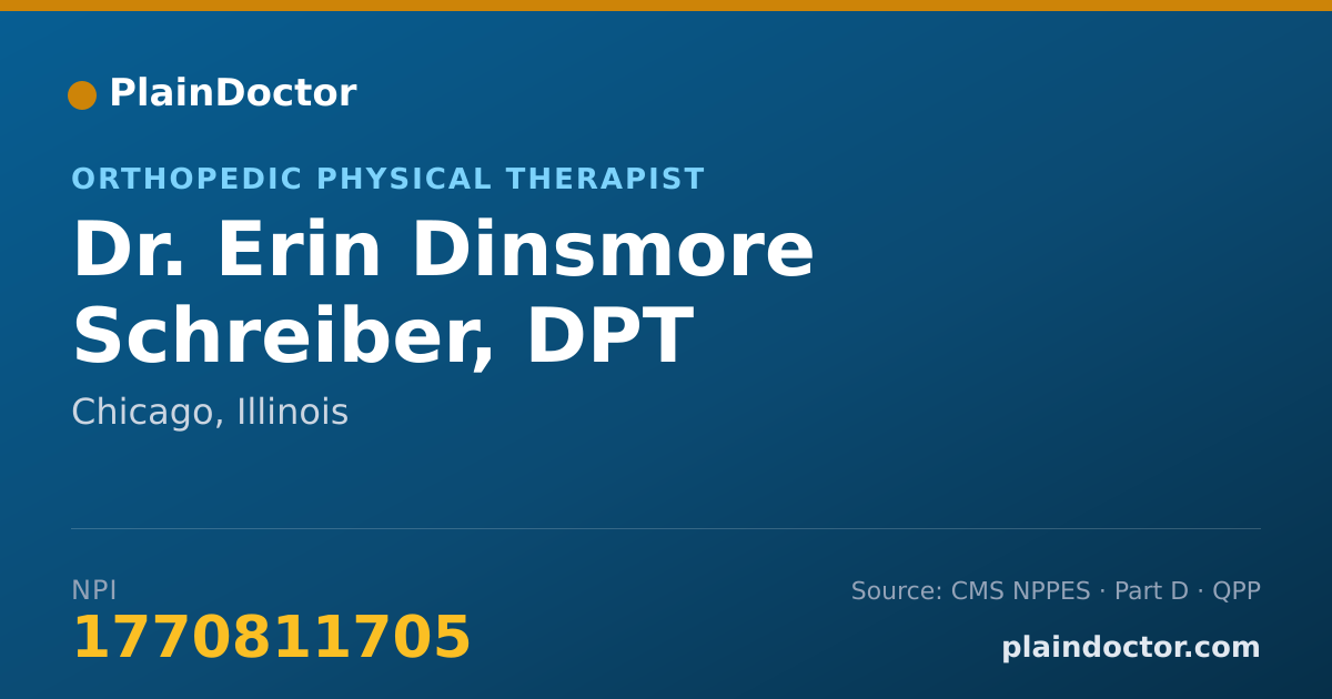 Shareable card for Erin Dinsmore Schreiber, DPT - Orthopedic Physical Therapist, Chicago, IL