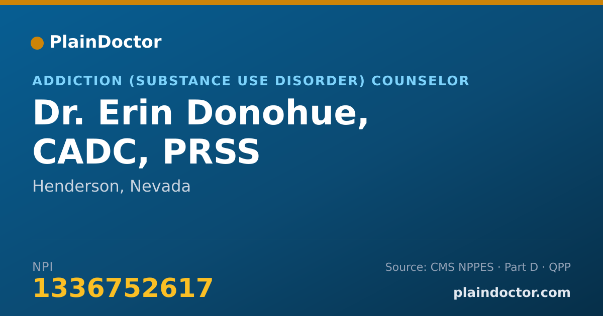 Shareable card for Erin Donohue, CADC, PRSS - Addiction (Substance Use Disorder) Counselor, Henderson, NV