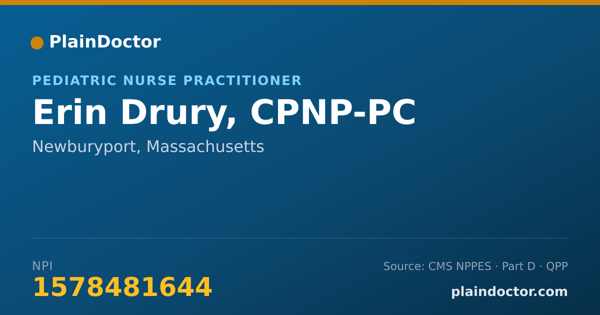 Shareable card for Erin Drury, CPNP-PC - Pediatric Nurse Practitioner, Newburyport, MA