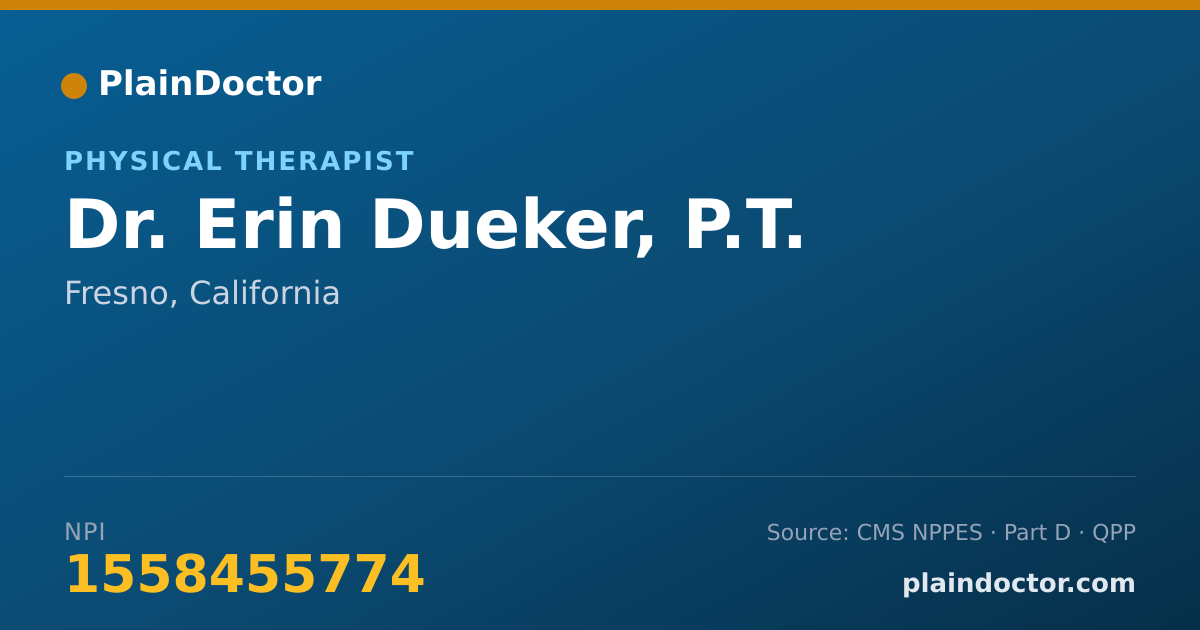 Shareable card for Erin Dueker, P.T. - Physical Therapist, Fresno, CA