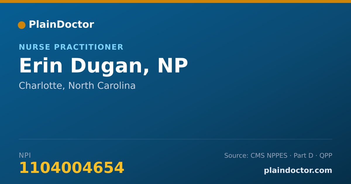 Shareable card for Erin Dugan, NP - Nurse Practitioner, Charlotte, NC