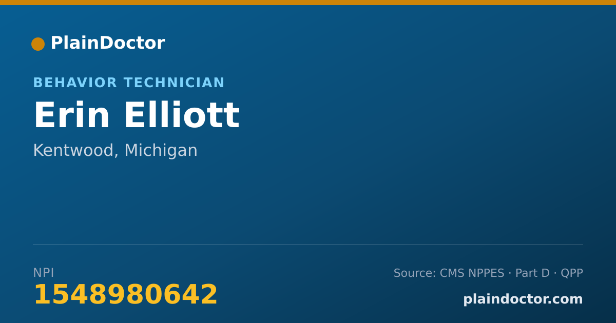Shareable card for Erin Elliott - Behavior Technician, Kentwood, MI