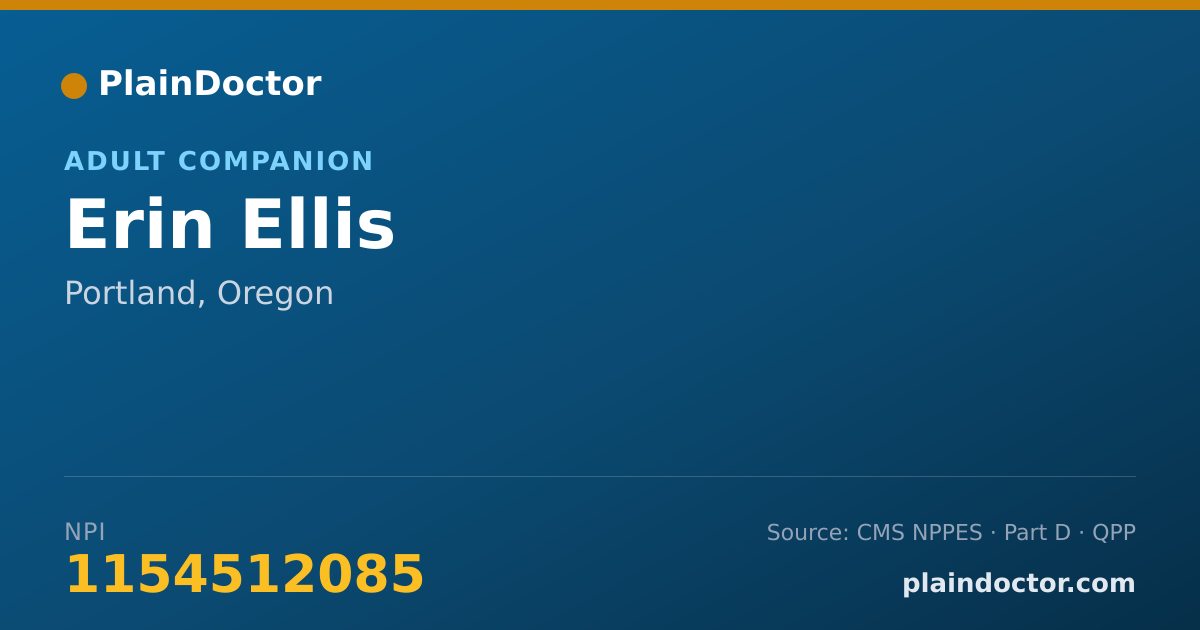Shareable card for Erin Ellis - Adult Companion, Portland, OR