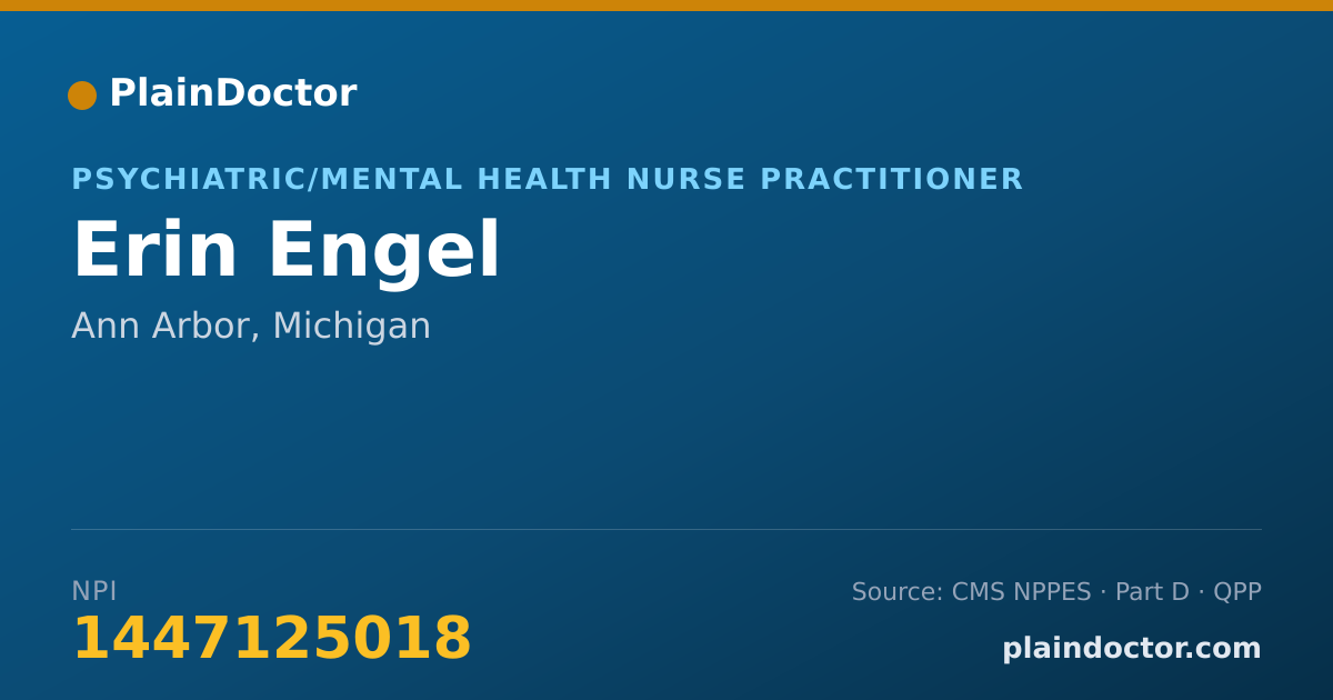 Shareable card for Erin Engel - Psychiatric/Mental Health Nurse Practitioner, Ann Arbor, MI