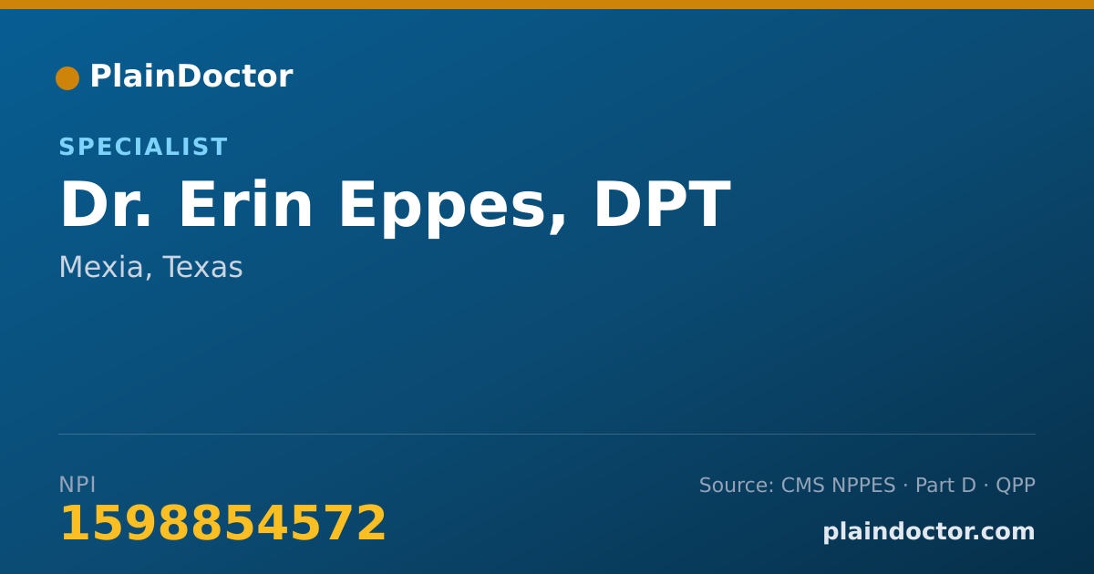 Shareable card for Erin Eppes, DPT - Specialist, Mexia, TX