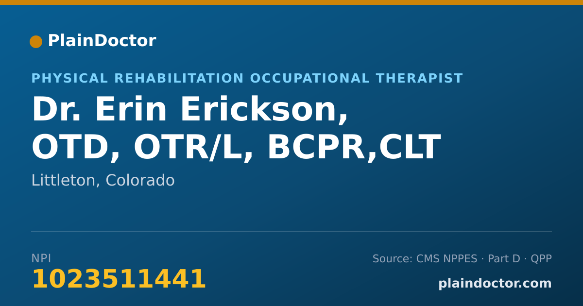 Shareable card for Erin Erickson, OTD, OTR/L, BCPR,CLT - Physical Rehabilitation Occupational Therapist, Littleton, CO