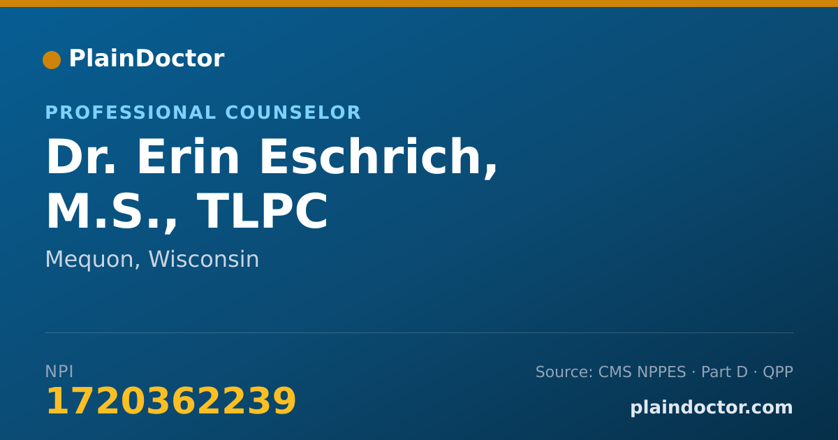 Shareable card for Erin Eschrich, M.S., TLPC - Professional Counselor, Mequon, WI