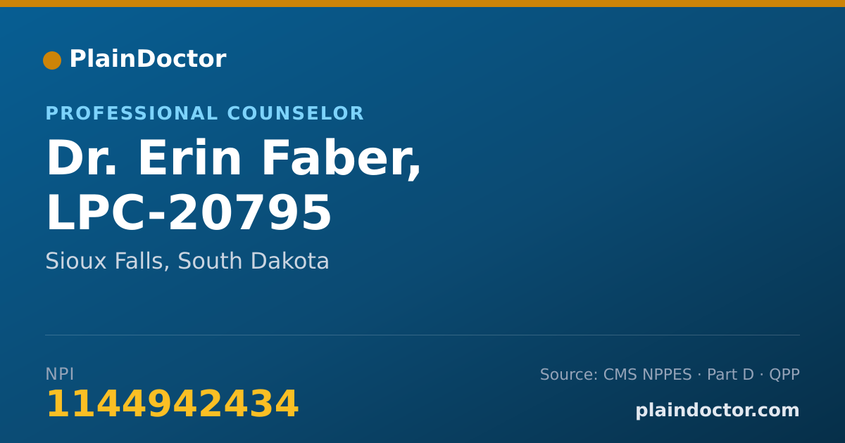 Shareable card for Erin Faber, LPC-20795 - Professional Counselor, Sioux Falls, SD