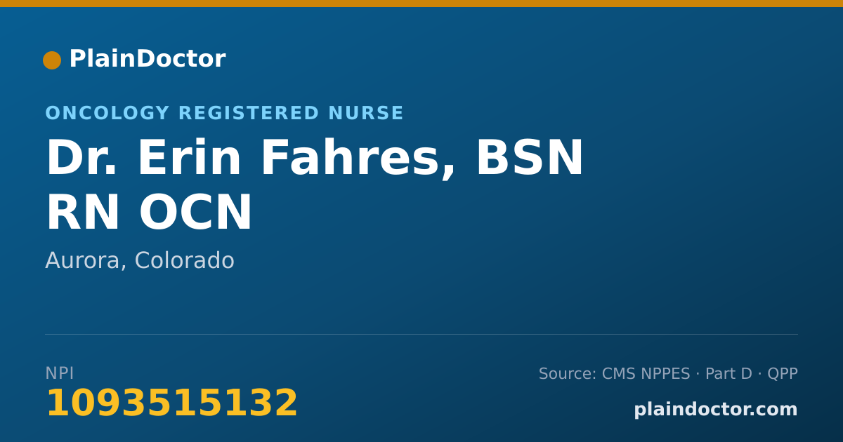 Shareable card for Erin Fahres, BSN RN OCN - Oncology Registered Nurse, Aurora, CO