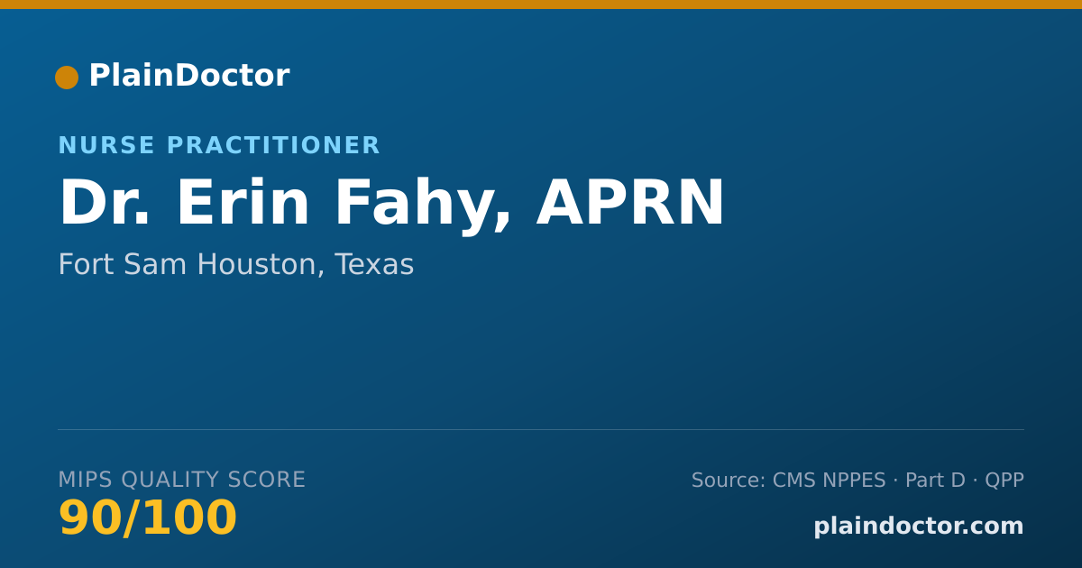 Shareable card for Erin Fahy, APRN - Nurse Practitioner, Fort Sam Houston, TX