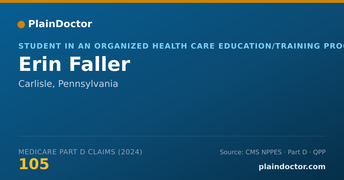 Shareable card for Erin Faller - Student in an Organized Health Care Education/Training Program, Carlisle, PA