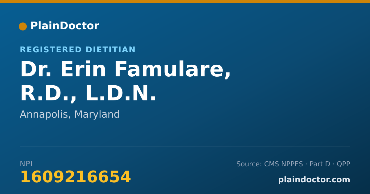 Shareable card for Erin Famulare, R.D., L.D.N. - Registered Dietitian, Annapolis, MD