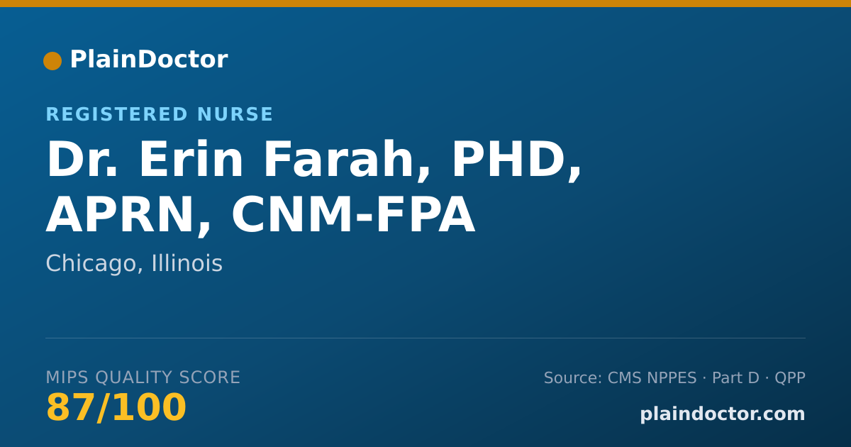 Shareable card for Erin Farah, PHD, APRN, CNM-FPA - Registered Nurse, Chicago, IL