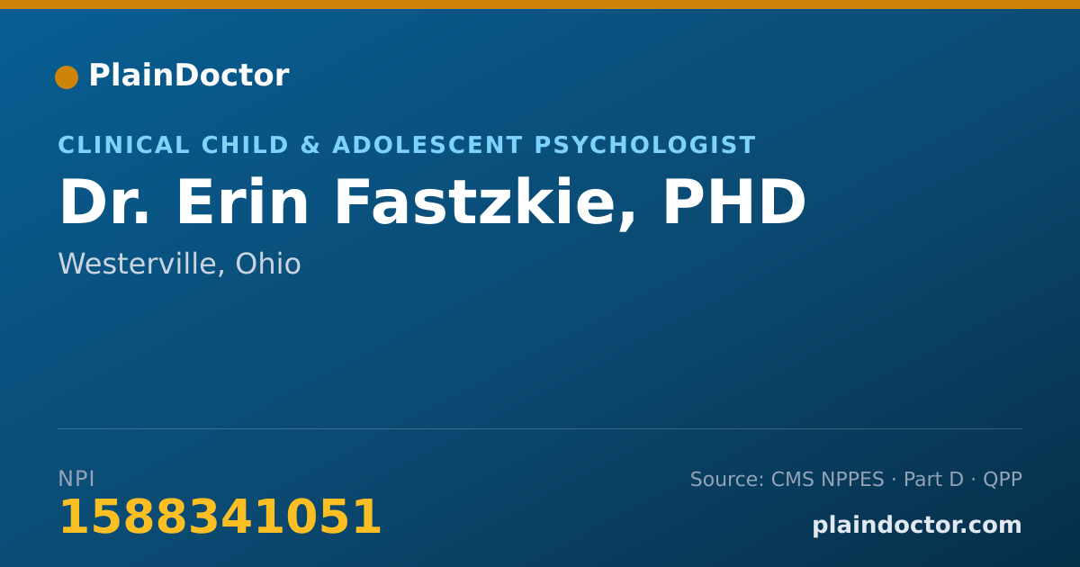 Shareable card for Erin Fastzkie, PHD - Clinical Child & Adolescent Psychologist, Westerville, OH