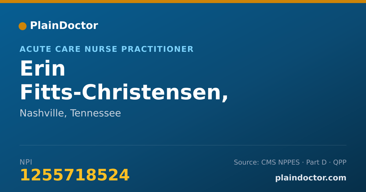 Shareable card for Erin Fitts-Christensen, AGACNP-BC - Acute Care Nurse Practitioner, Nashville, TN
