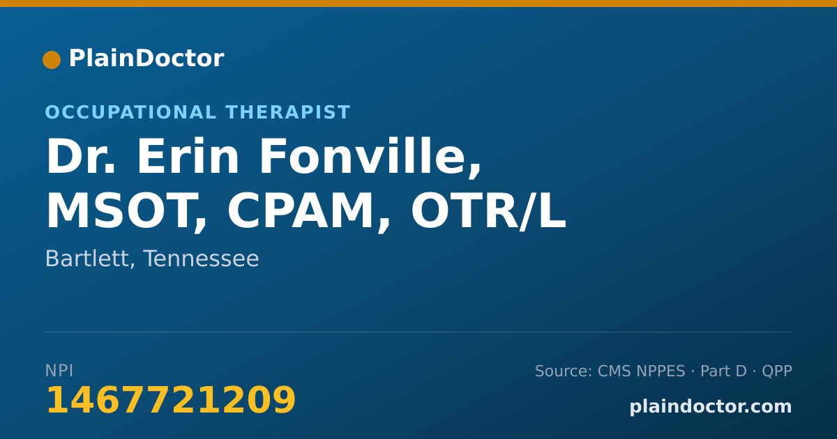 Shareable card for Erin Fonville, MSOT, CPAM, OTR/L - Occupational Therapist, Bartlett, TN
