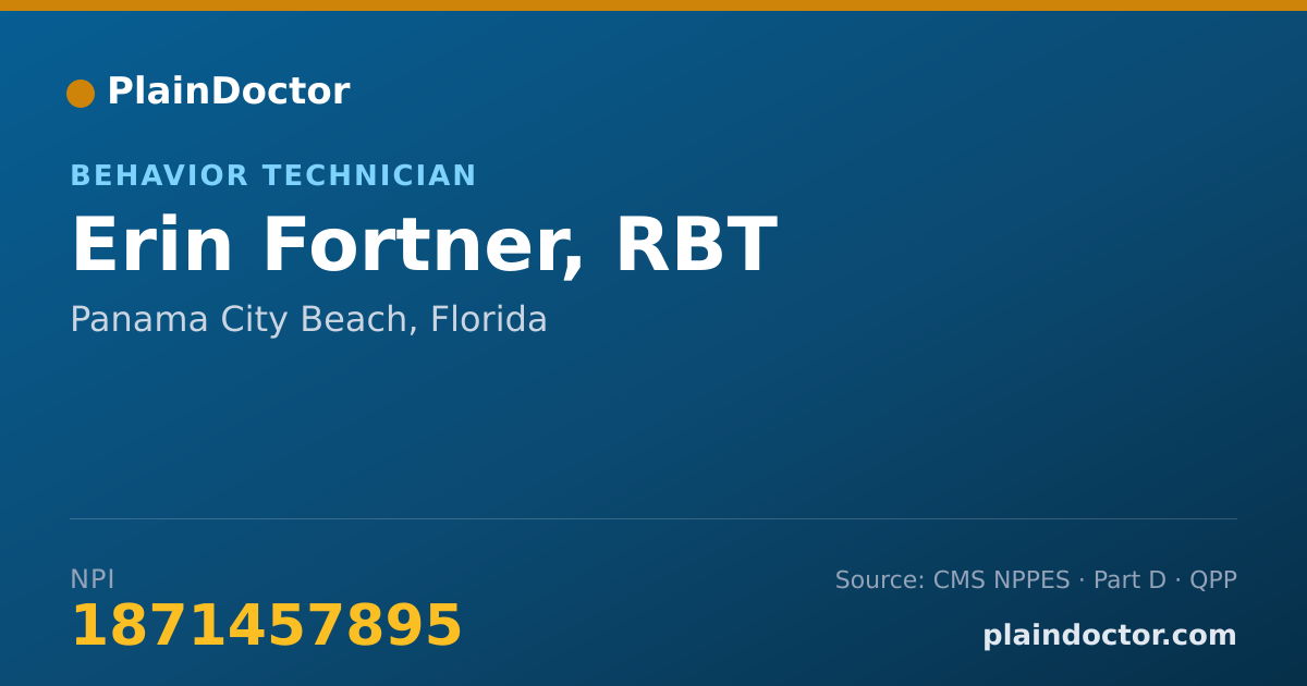 Shareable card for Erin Fortner, RBT - Behavior Technician, Panama City Beach, FL