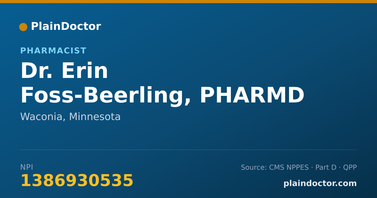 Shareable card for Erin Foss-Beerling, PHARMD - Pharmacist, Waconia, MN