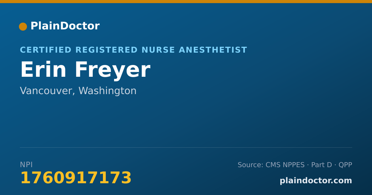 Shareable card for Erin Freyer - Certified Registered Nurse Anesthetist, Vancouver, WA