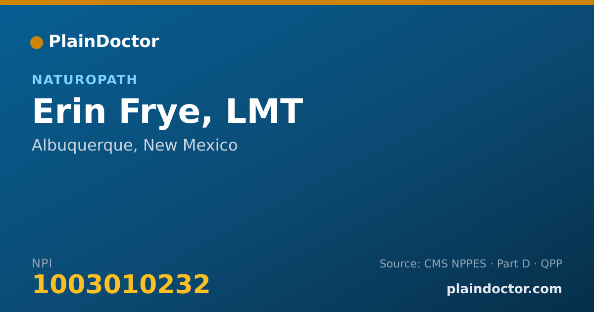 Shareable card for Erin Frye, LMT - Naturopath, Albuquerque, NM
