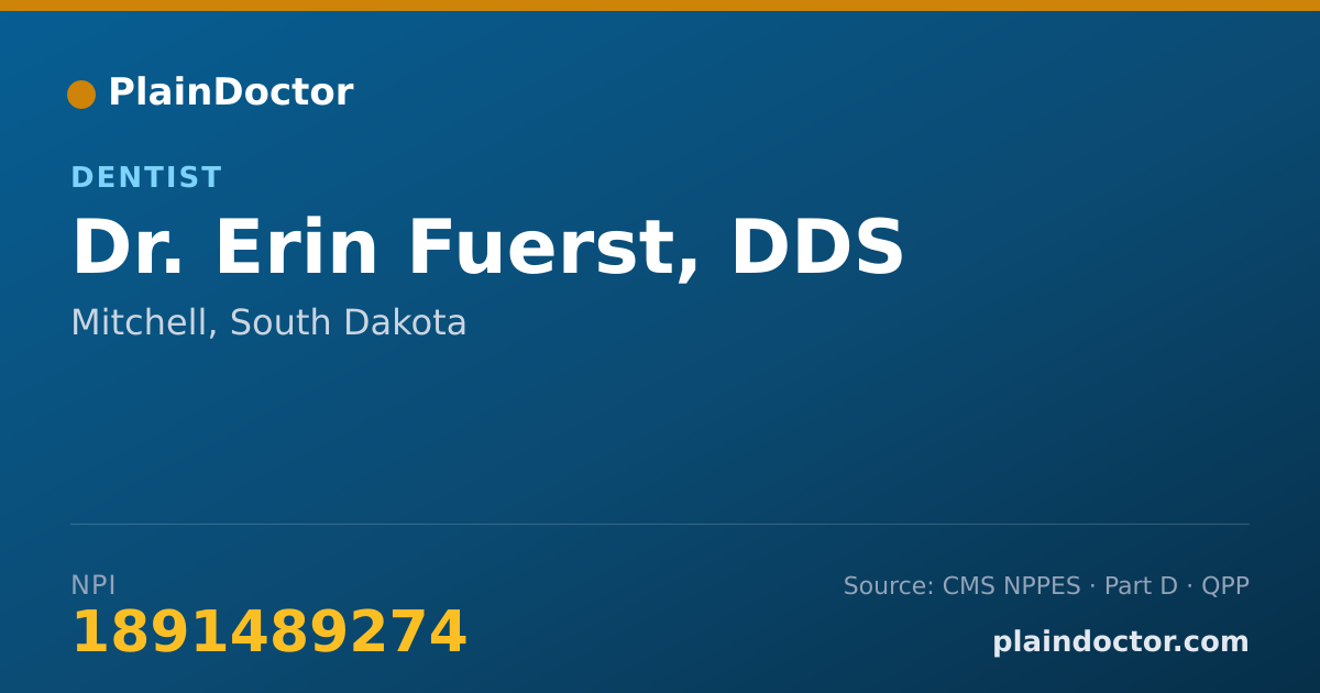Shareable card for Erin Fuerst, DDS - Dentist, Mitchell, SD