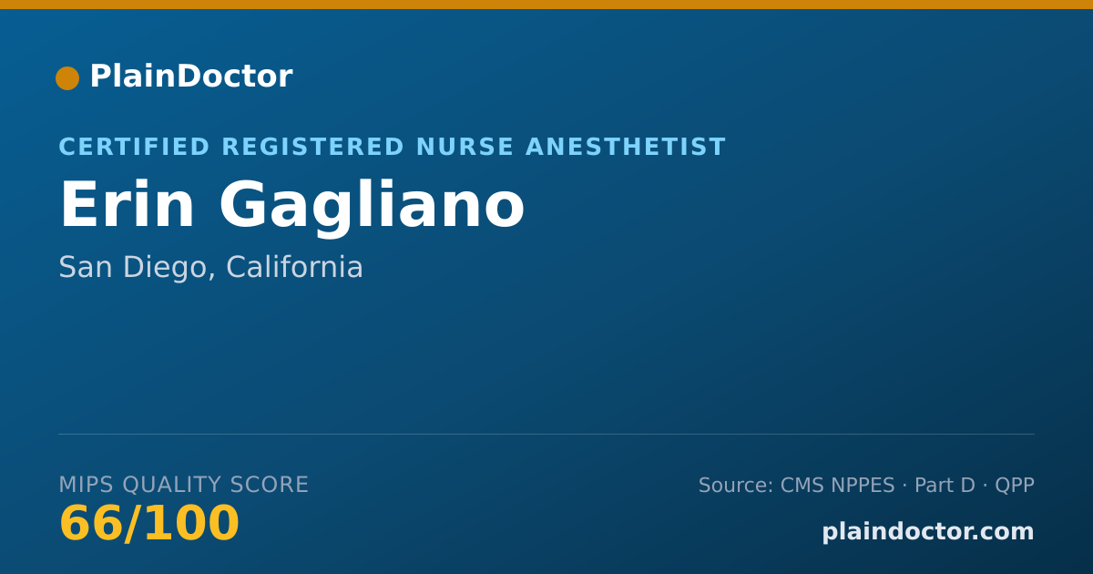 Shareable card for Erin Gagliano - Certified Registered Nurse Anesthetist, San Diego, CA