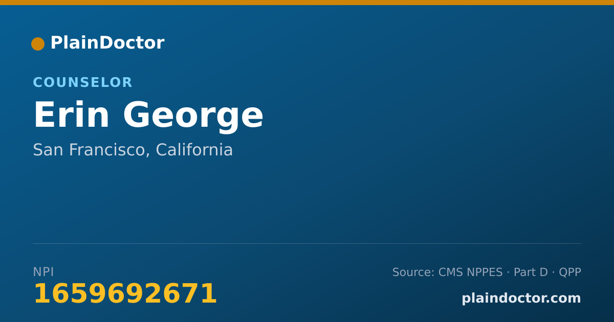 Shareable card for Erin George - Counselor, San Francisco, CA