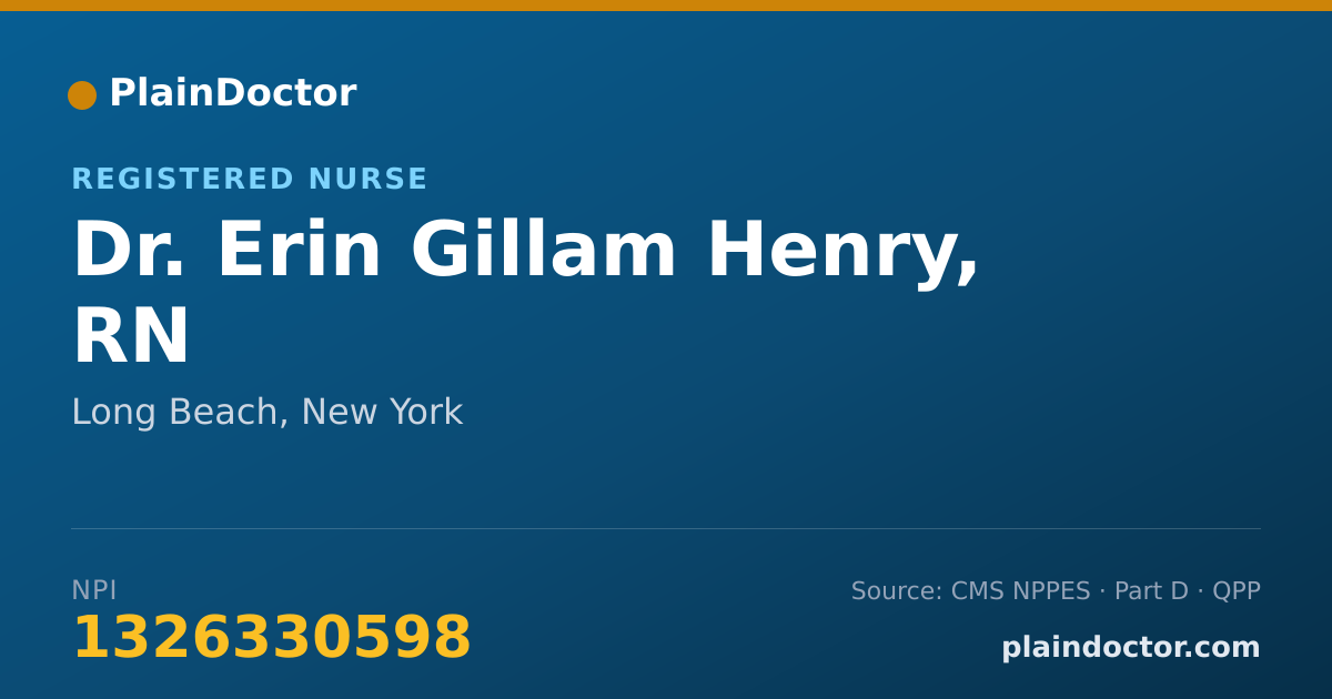 Shareable card for Erin Gillam Henry, RN - Registered Nurse, Long Beach, NY
