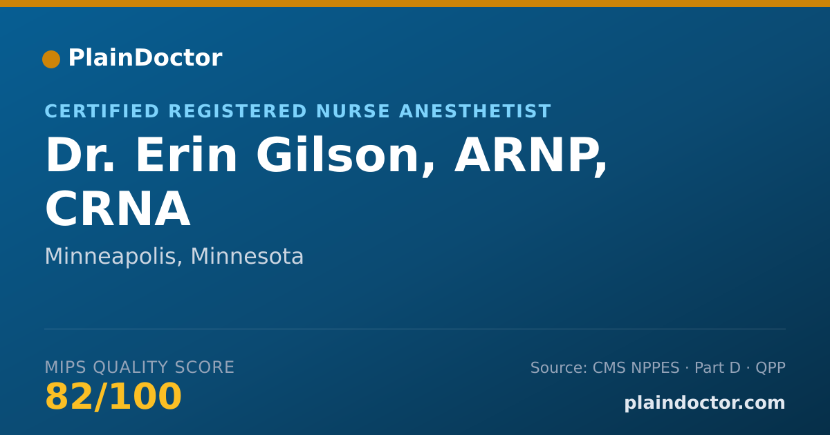 Shareable card for Erin Gilson, ARNP,  CRNA - Certified Registered Nurse Anesthetist, Minneapolis, MN