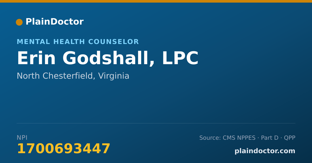 Shareable card for Erin Godshall, LPC - Mental Health Counselor, North Chesterfield, VA