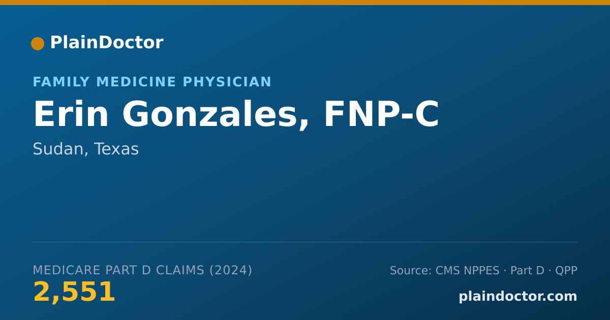 Shareable card for Erin Gonzales, FNP-C - Family Medicine Physician, Sudan, TX