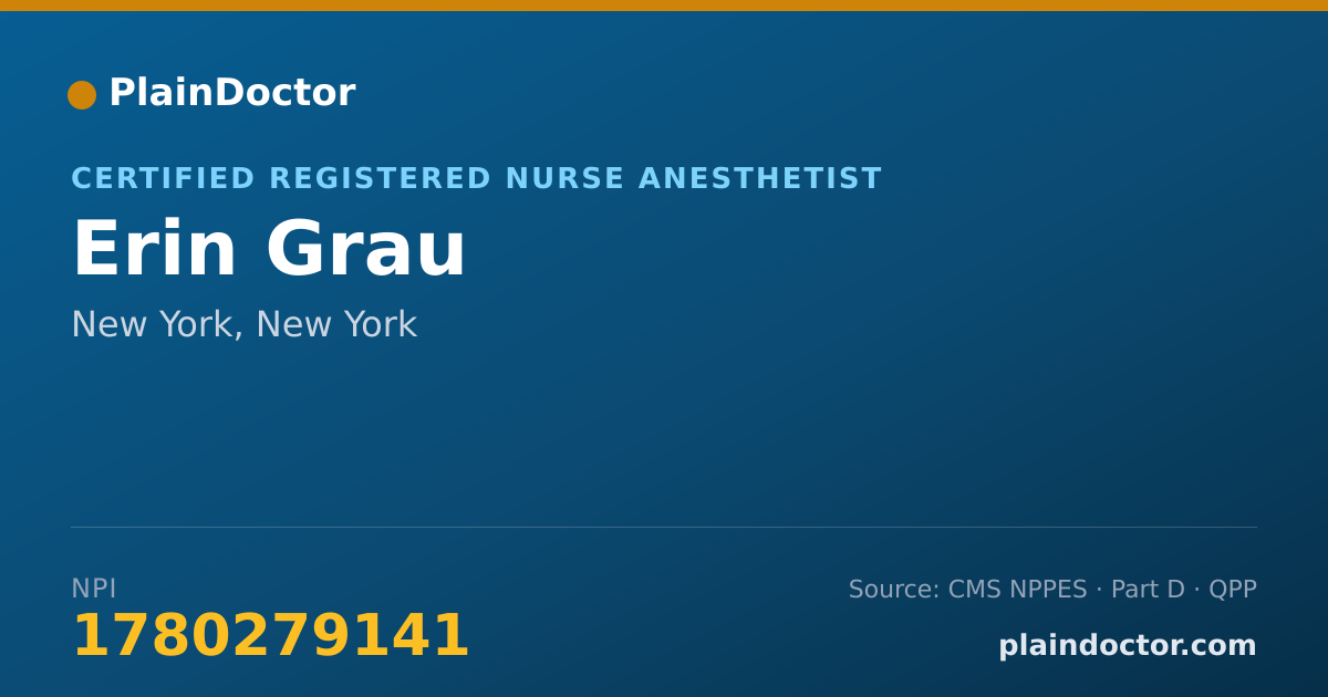 Shareable card for Erin Grau - Certified Registered Nurse Anesthetist, New York, NY