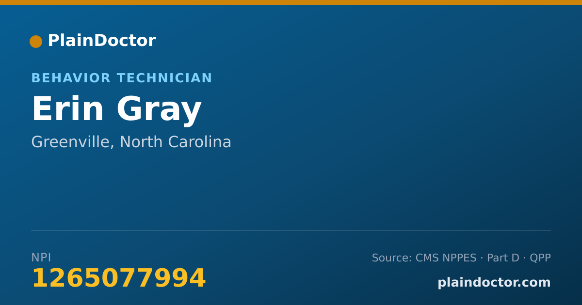 Shareable card for Erin Gray - Behavior Technician, Greenville, NC