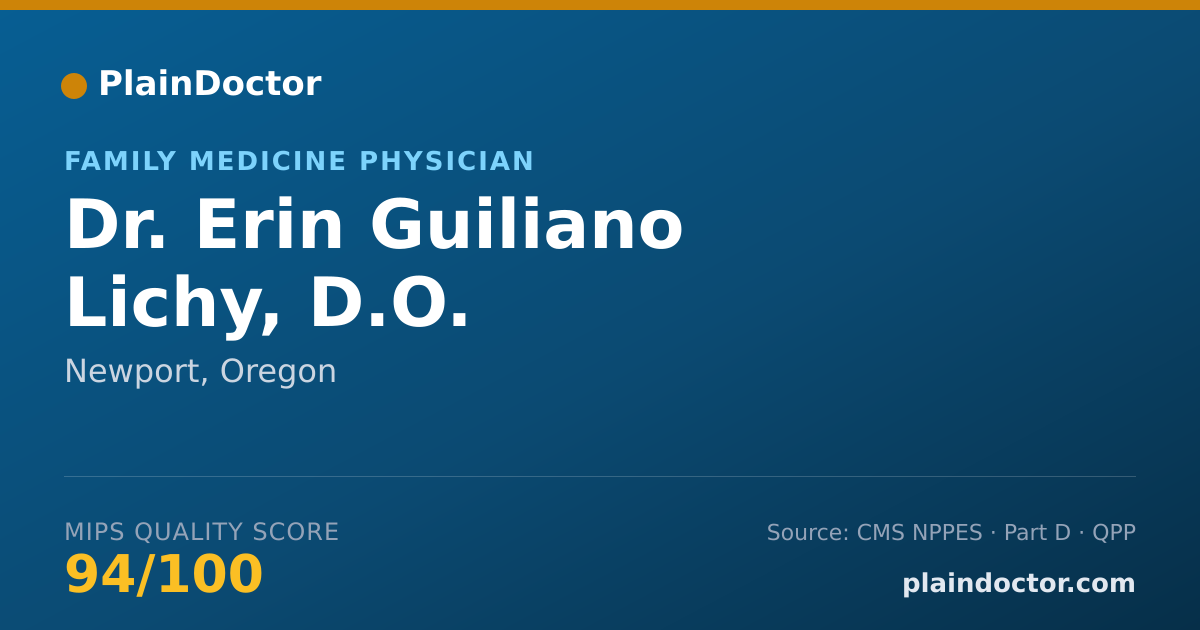 Shareable card for Erin Guiliano Lichy, D.O. - Family Medicine Physician, Newport, OR