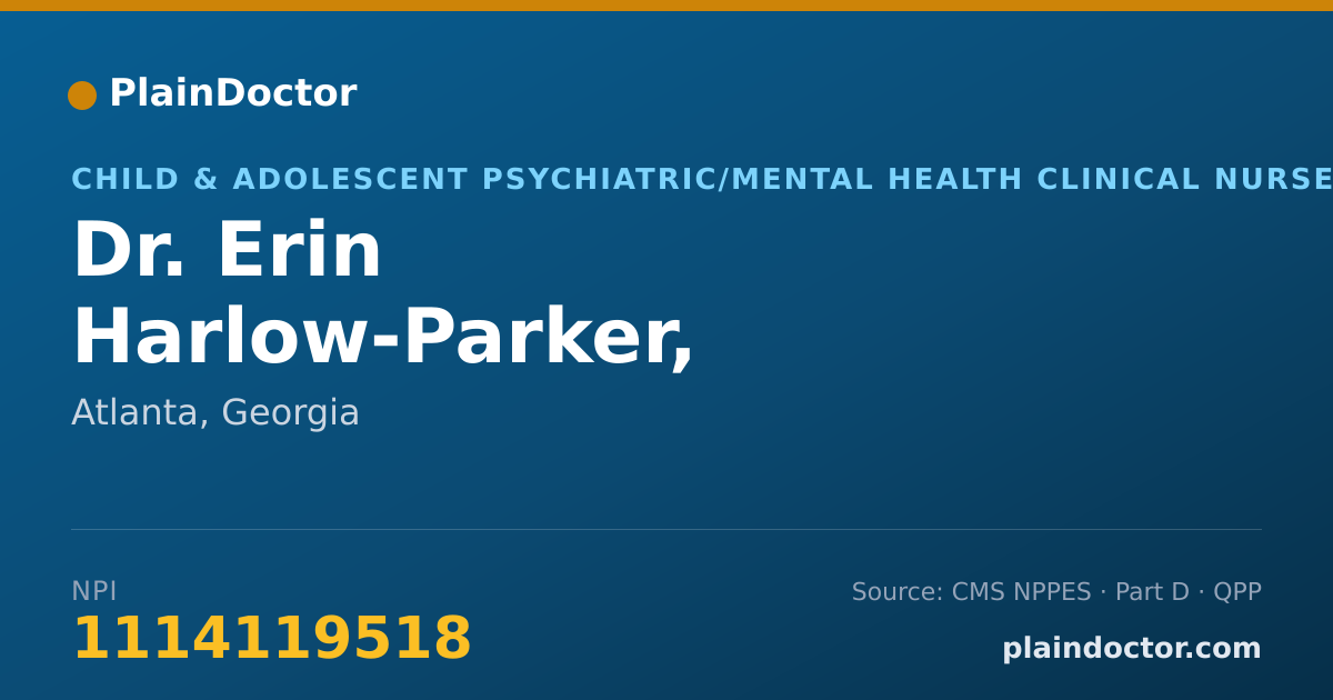 Shareable card for Erin Harlow-Parker, RN,MS,CS - Child & Adolescent Psychiatric/Mental Health Clinical Nurse Specialist, Atlanta, GA