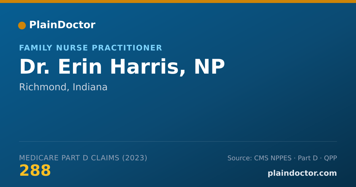 Shareable card for Erin Harris, NP - Family Nurse Practitioner, Richmond, IN