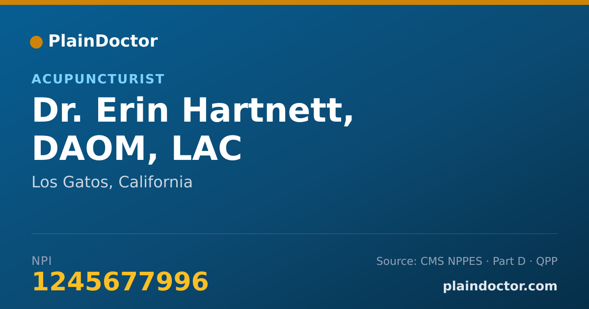 Shareable card for Erin Hartnett, DAOM, LAC - Acupuncturist, Los Gatos, CA