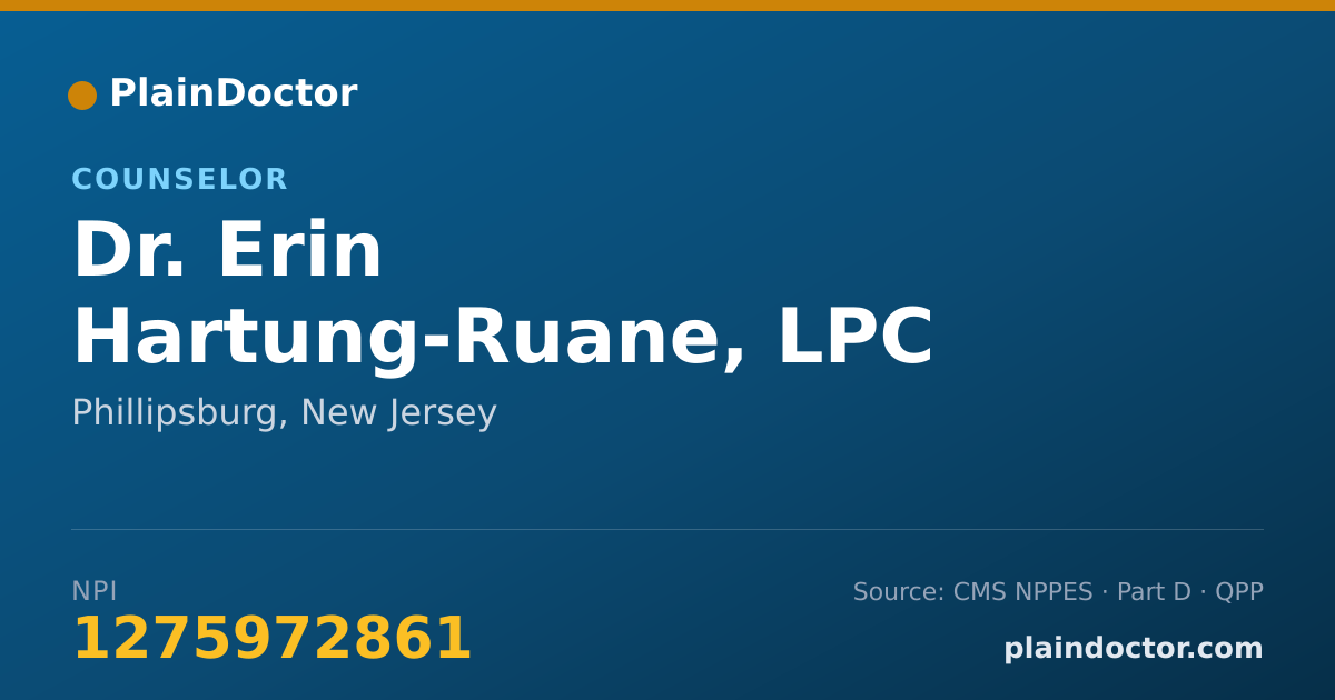 Shareable card for Erin Hartung-Ruane, LPC - Counselor, Phillipsburg, NJ