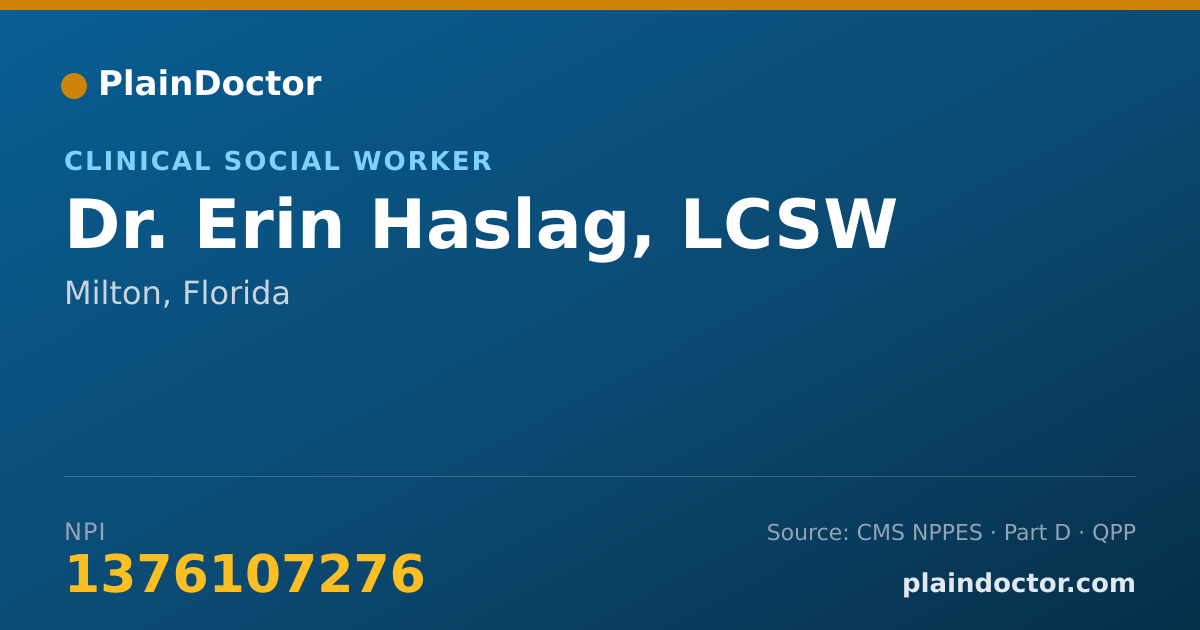 Shareable card for Erin Haslag, LCSW - Clinical Social Worker, Milton, FL