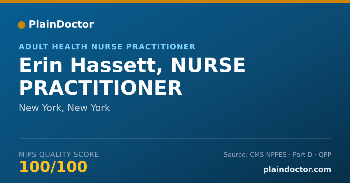 Shareable card for Erin Hassett, NURSE PRACTITIONER - Adult Health Nurse Practitioner, New York, NY