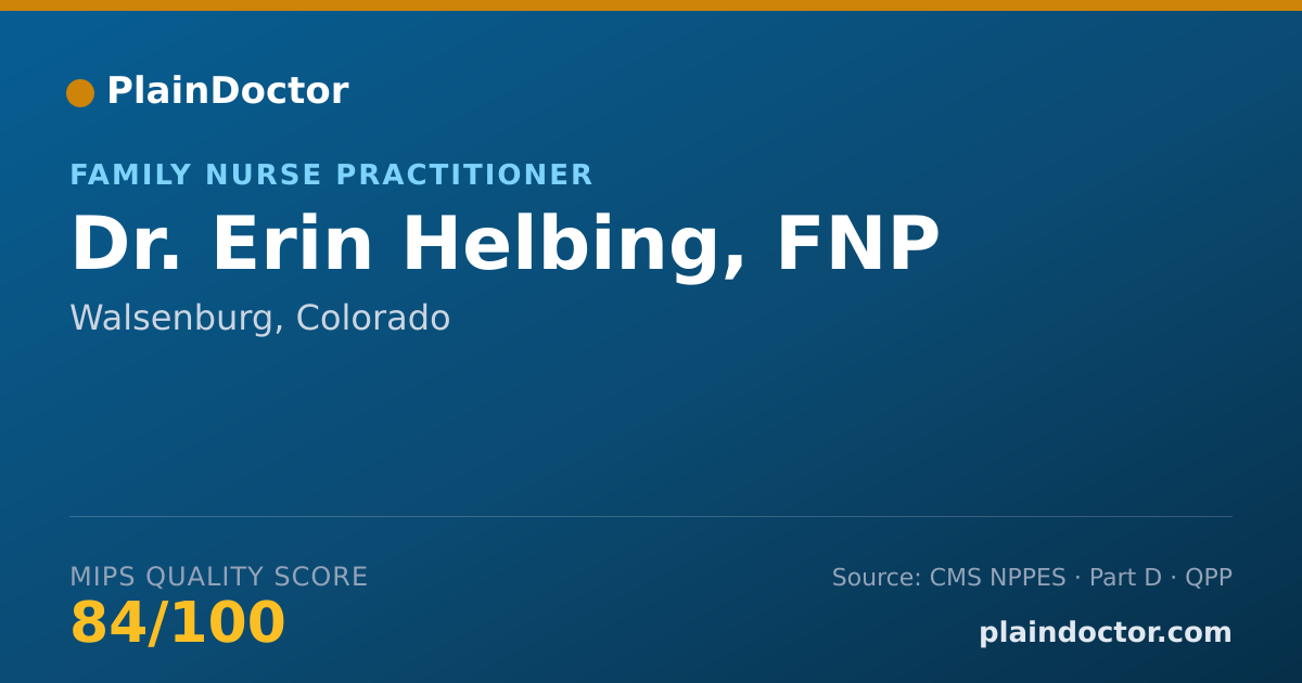 Shareable card for Erin Helbing, FNP - Family Nurse Practitioner, Walsenburg, CO