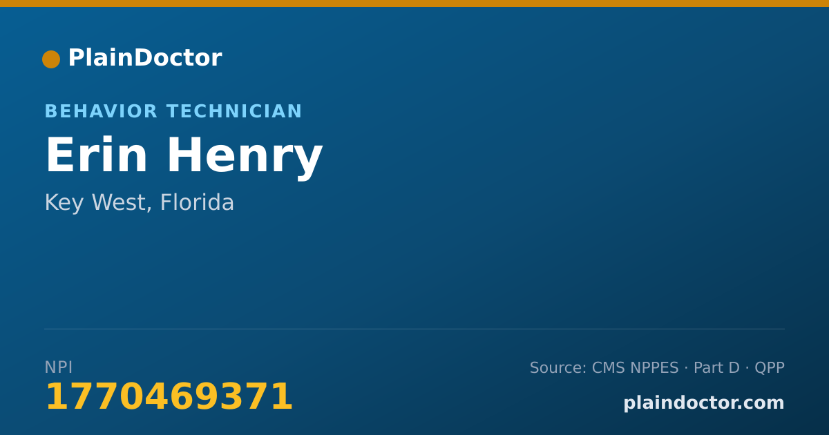 Shareable card for Erin Henry - Behavior Technician, Key West, FL