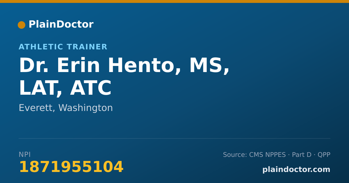 Shareable card for Erin Hento, MS, LAT, ATC - Athletic Trainer, Everett, WA