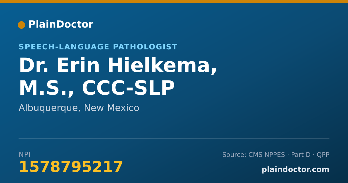Shareable card for Erin Hielkema, M.S., CCC-SLP - Speech-Language Pathologist, Albuquerque, NM